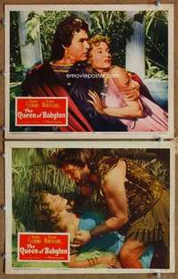 s025 QUEEN OF BABYLON 2 movie lobby cards '56 Rhonda Fleming, Montalban