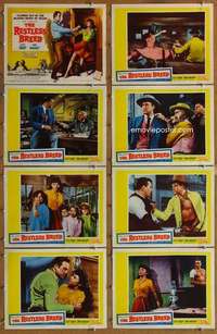 p361 RESTLESS BREED 8 movie lobby cards '57 Scott Brady, Anne Bancroft