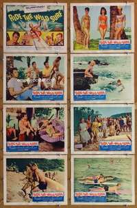 p365 RIDE THE WILD SURF 8 movie lobby cards '64 Fabian, surfing images!