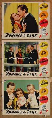 p931 ROMANCE IN THE DARK 3 movie lobby cards '38 Barrymore w/lollipop!
