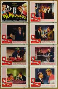 p377 Rx MURDER 8 movie lobby cards '58 Marius Goring, crazy doctor!