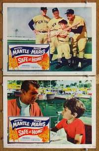 s029 SAFE AT HOME 2 movie lobby cards '62 Mickey Mantle, Roger Maris