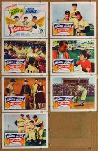 p571 SAFE AT HOME 7 movie lobby cards '62 Mickey Mantle, Roger Maris