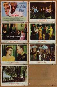 p585 SWAN 7 movie lobby cards '56 Grace Kelly, Alec Guinness, Jourdan