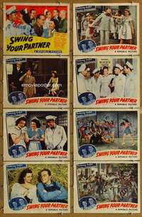 p424 SWING YOUR PARTNER 8 movie lobby cards '43 Dale Evans, Vera Vague