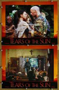 s043 TEARS OF THE SUN 2 movie lobby cards '03 Bruce Willis, Bellucci