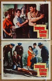 s044 TEEN-AGE CRIME WAVE 2 movie lobby cards '55 bad girls & guns!