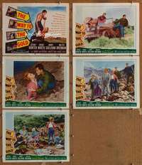 p811 WAY TO THE GOLD 5 movie lobby cards '57 Jeffrey Hunter, North