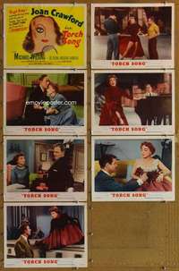 p590 TORCH SONG 7 movie lobby cards '53 Joan Crawford, unusual art!