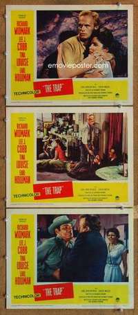 p945 TRAP 3 movie lobby cards '59 Richard Widmark, Tina Louise