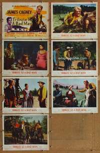 p593 TRIBUTE TO A BAD MAN 7 movie lobby cards '56 James Cagney, Dubbins
