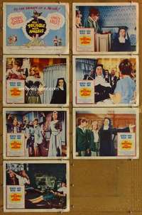 p594 TROUBLE WITH ANGELS 7 movie lobby cards '66 Hayley Mills, Russell