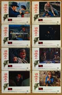 p446 TRUE GRIT 8 movie lobby cards '69 John Wayne, Kim Darby, Duvall