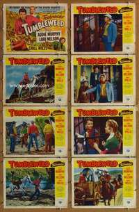 p448 TUMBLEWEED 8 movie lobby cards '53 Audie Murphy western!