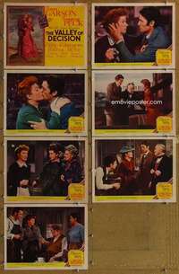 p600 VALLEY OF DECISION 7 movie lobby cards '45 Greer Garson, Greg Peck