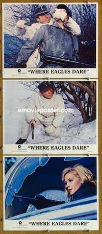 p952 WHERE EAGLES DARE 3 movie lobby cards R75 Eastwood, Burton