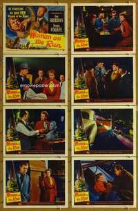 p473 WOMAN ON THE RUN 8 movie lobby cards '50 Ann Sheridan, O'Keefe