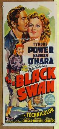 w393 BLACK SWAN Australian daybill movie poster '42 Power, Maureen O'Hara