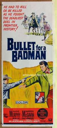 w407 BULLET FOR A BADMAN Australian daybill movie poster '64 Audie Murphy