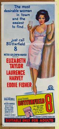 w412 BUTTERFIELD 8 Aust daybill R66 stone litho of the most desirable callgirl, Elizabeth Taylor!