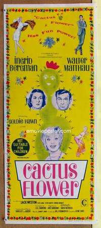 w416 CACTUS FLOWER Australian daybill movie poster '69 Walter Matthau, Hawn
