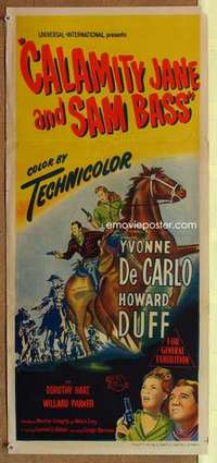 w417 CALAMITY JANE & SAM BASS Australian daybill movie poster '49 De Carlo