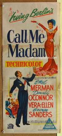 w419 CALL ME MADAM Australian daybill movie poster '53 Ethel Merman