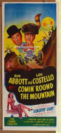w446 COMIN' ROUND THE MOUNTAIN Australian daybill movie poster '51 A&C!
