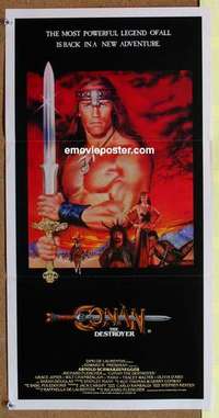 w448 CONAN THE DESTROYER Australian daybill movie poster '84 Schwarzenegger