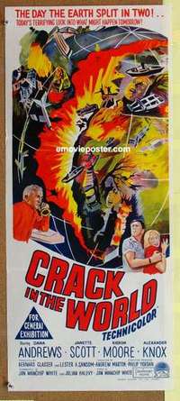 w457 CRACK IN THE WORLD Australian daybill movie poster '65 Dana Andrews