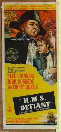 w462 DAMN THE DEFIANT Australian daybill movie poster '62 Alec Guinness