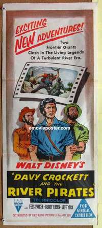 w465 DAVY CROCKETT & THE RIVER PIRATES Australian daybill movie poster '56