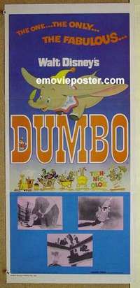 w484 DUMBO Australian daybill movie poster R76 Walt Disney circus classic!