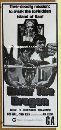 w490 ENTER THE DRAGON New Zealand daybill movie poster '73 Bruce Lee
