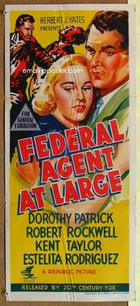 w500 FEDERAL AGENT AT LARGE Australian daybill movie poster '50 Patrick
