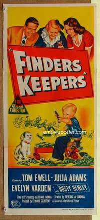 w504 FINDERS KEEPERS Australian daybill movie poster '52 Tom Ewell