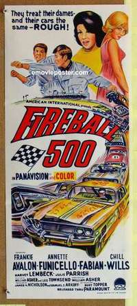 w505 FIREBALL 500 Australian daybill movie poster '66 car racing, Avalon