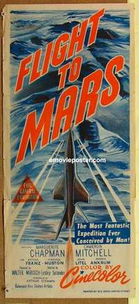 w511 FLIGHT TO MARS Australian daybill movie poster '51 Lesley Selander