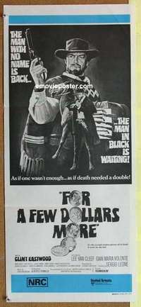w513 FOR A FEW DOLLARS MORE Australian daybill movie poster R70s Eastwood