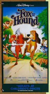 w517 FOX & THE HOUND Australian daybill movie poster R90s Walt Disney