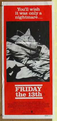 w522 FRIDAY THE 13th Australian daybill movie poster '80 horror classic!