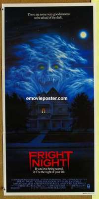 w523 FRIGHT NIGHT Australian daybill movie poster '85 great horror image!