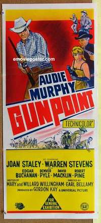 w562 GUNPOINT Australian daybill movie poster '66 Audie Murphy western!
