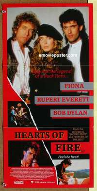 w573 HEARTS OF FIRE Australian daybill movie poster '87 Bob Dylan, Fiona