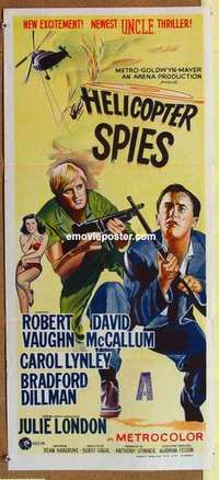 w576 HELICOPTER SPIES Australian daybill movie poster '67 Robert Vaughn