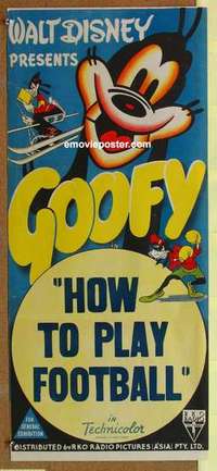w590 GOOFY Australian daybill movie poster '40s Disney, How to Play Football