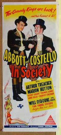 w597 IN SOCIETY Australian daybill movie poster '44 Abbott & Costello