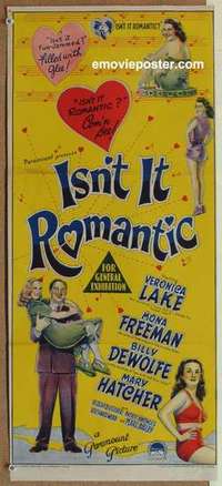 w607 ISN'T IT ROMANTIC Australian daybill movie poster '48 Veronica Lake