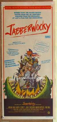 w610 JABBERWOCKY Australian daybill movie poster '77 Terry Gilliam, Palin