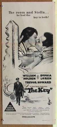 w625 KEY Australian daybill movie poster '58 William Holden, Sophia Loren